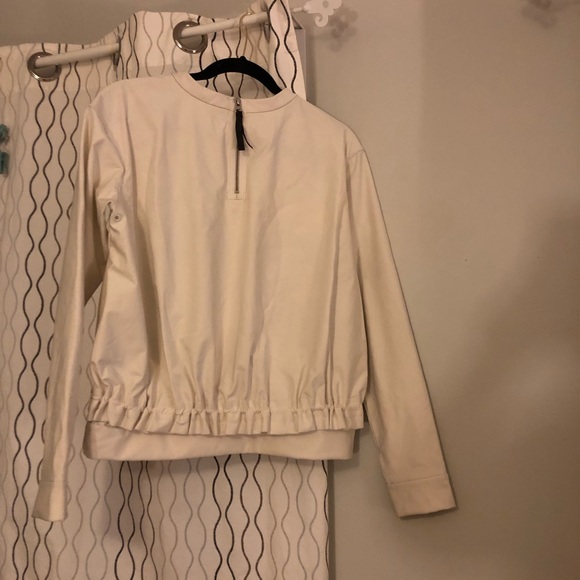 Lululemon White Crewneck Mesh and Ruffle Sweater - Picture 3 of 6